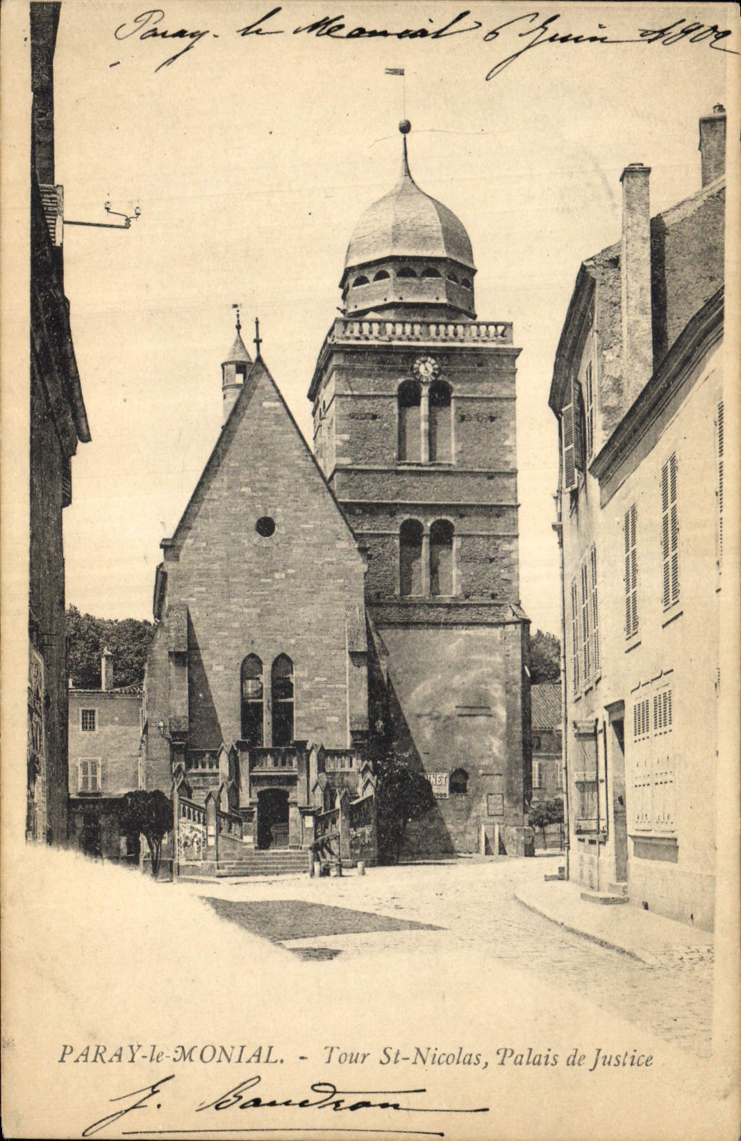 CPA Palais de Justice Tour St Nicolas Paray le Monial