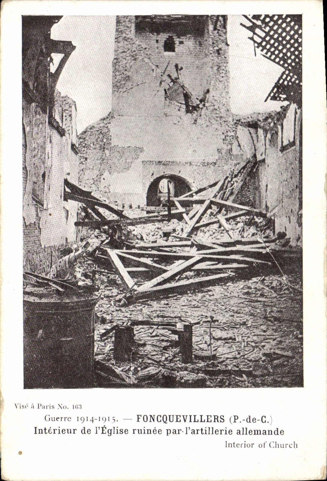 CPA Militaria Foncquevillers Interieur de l'eglise ruinee par l'artillerie allemande