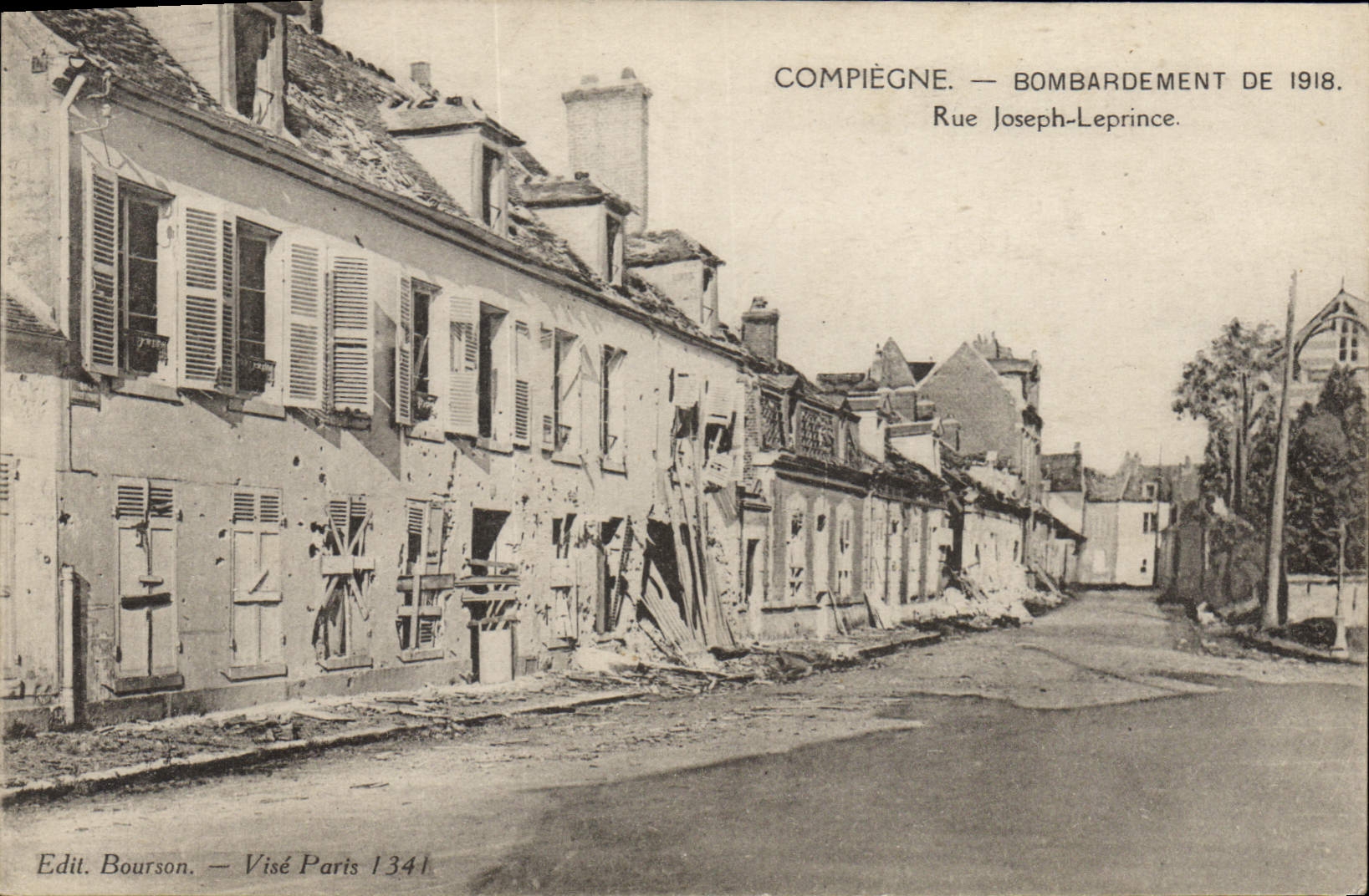 CPA Militaria Compiegne Bombardement Rue Joseph Leprince