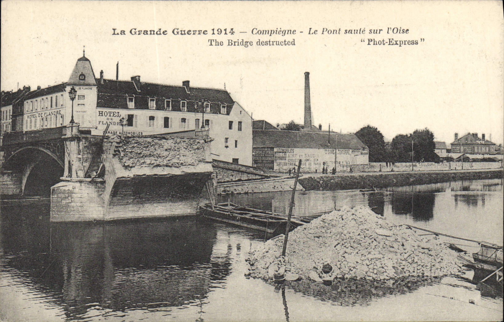 CPA Militaria Compiegne Le pont saute sur l'Oise 