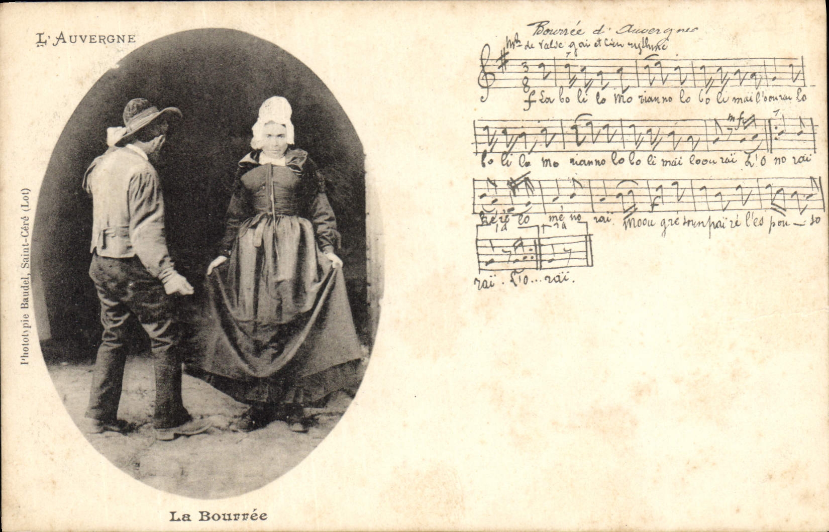 CPA Folklore Auvergne La bourree