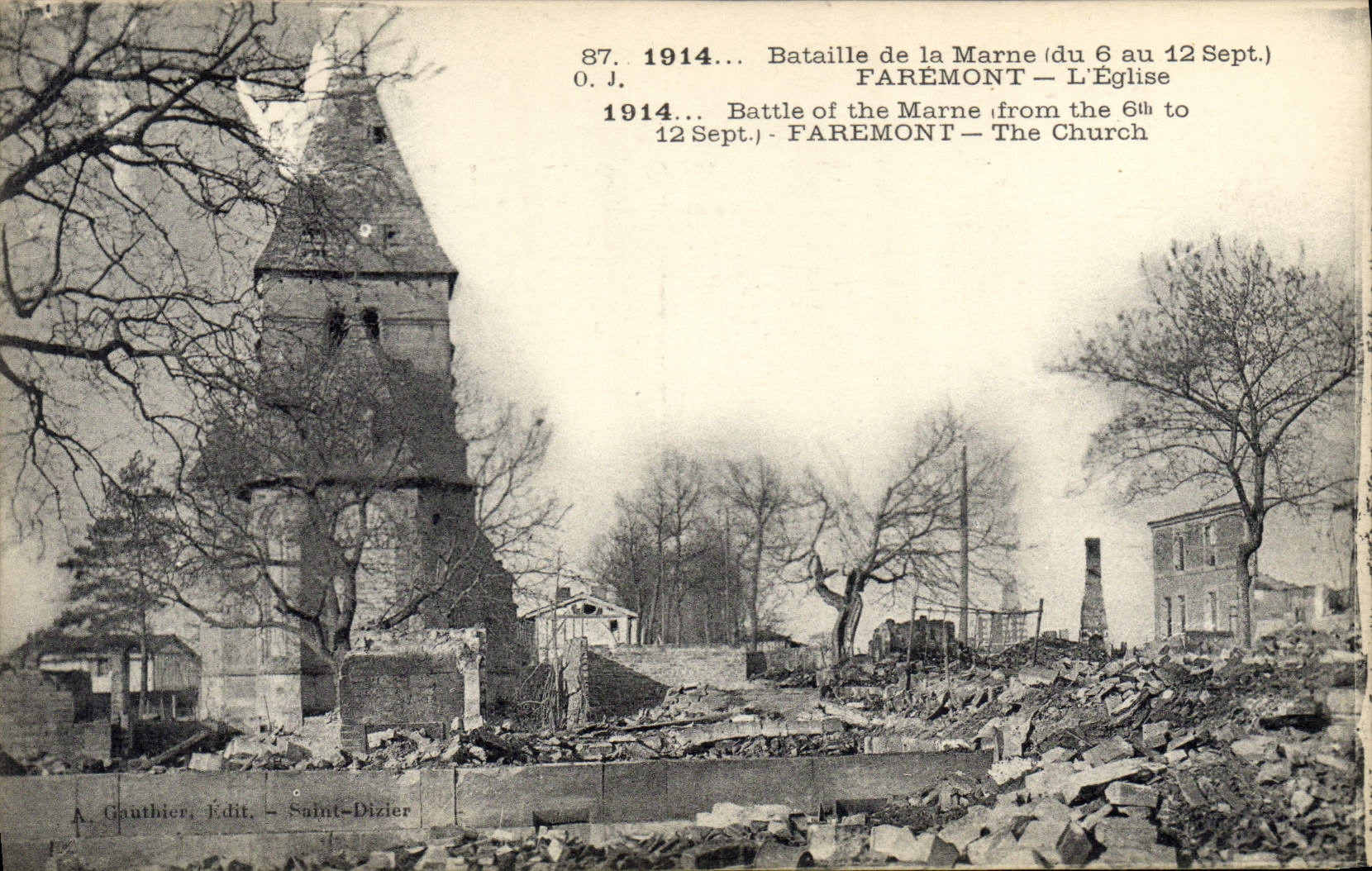 CPA Militaria 1914 Bataille de la Marne de 6 au 12 Sept Faremont L'Eglise 