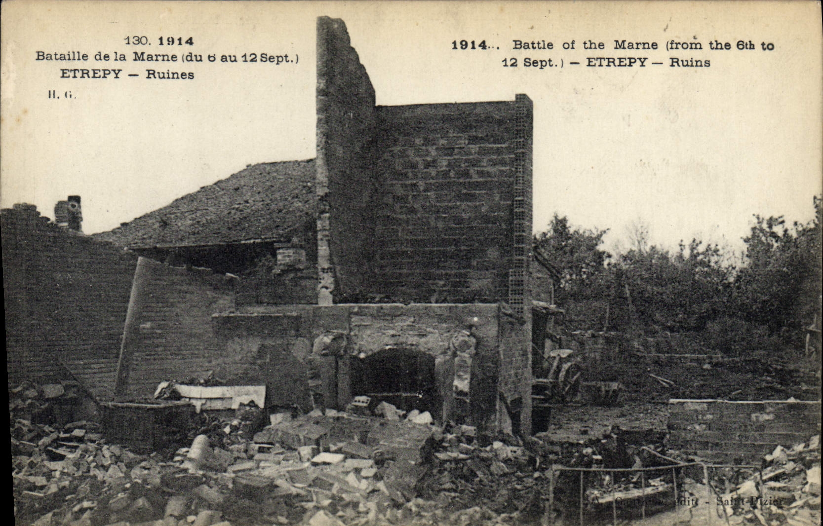 CPA Militaria 1914 Bataille de la Marne du 8 au 12 sept Etrepy Ruines