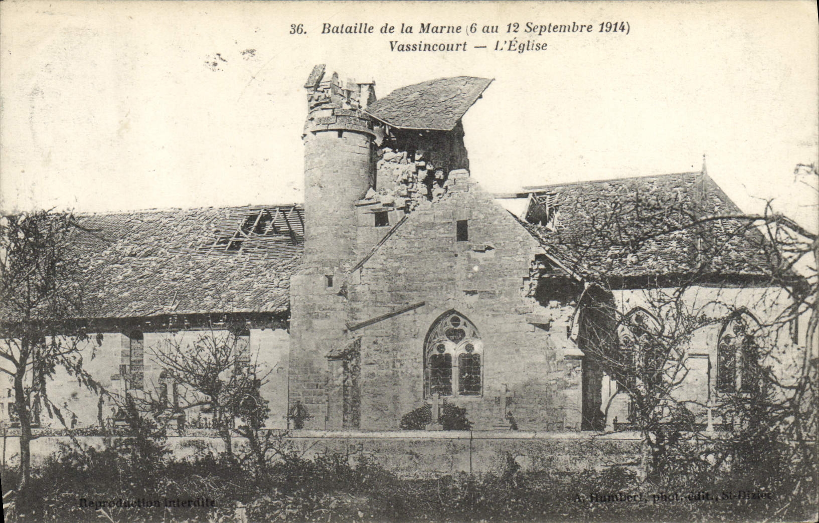 CPA Militaria Bataille de la Marne 6 au 12 Septembre 1914 Vassincourt L'eglise