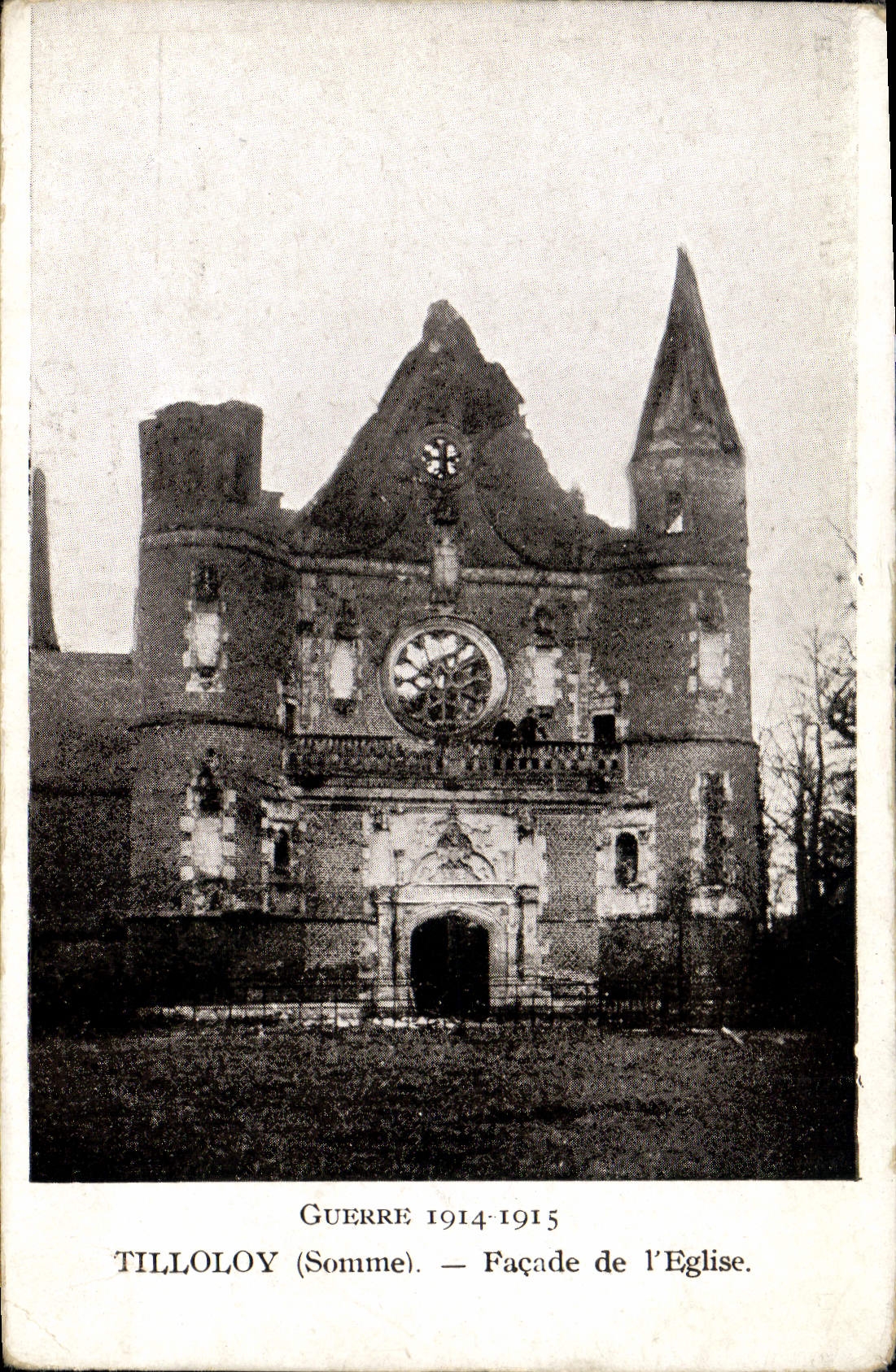 CPA Militaria Guerre 1914 1915 Tilloloy Facade de l'Eglise 