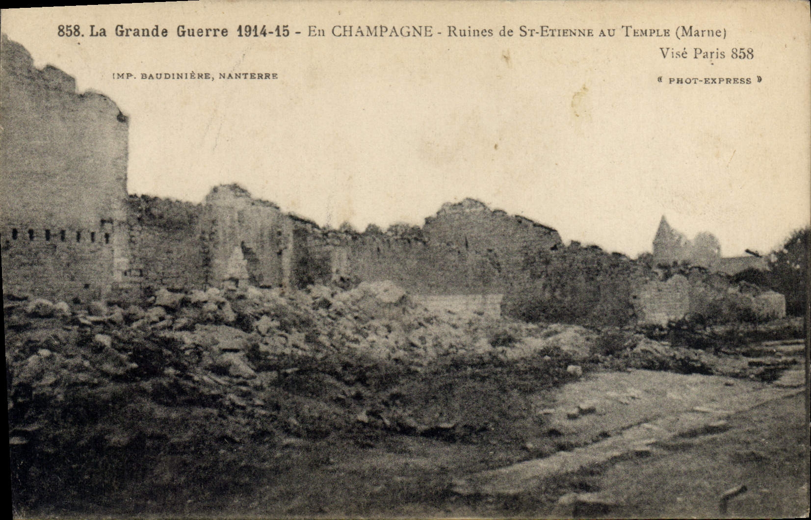 CPA Militaria La Grande Guerre 1914 15 Ruines de St Etienne au Temple Marne 