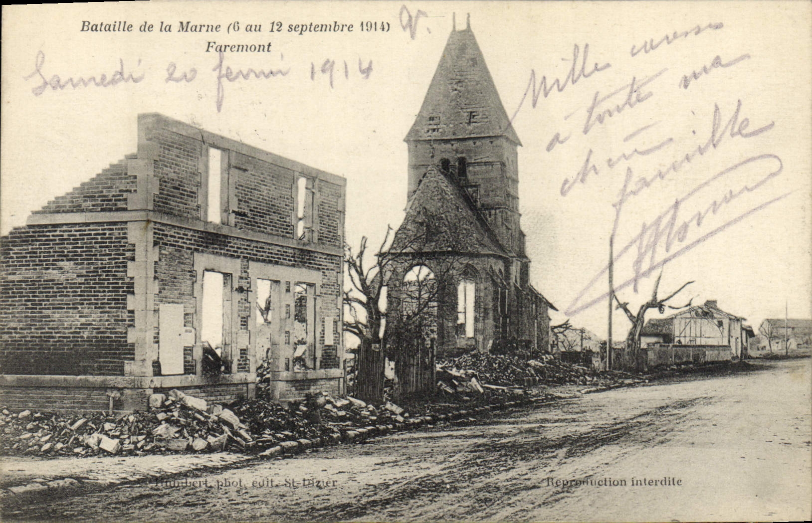 CPA Militaria Bataille de la Marne 6 au 12 septembre 1914 Faremont