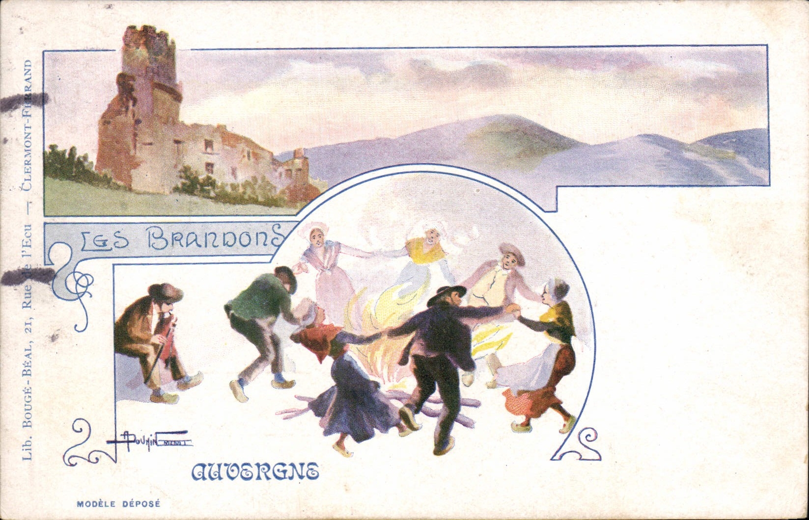 CPA Folklore Les brandons Auvergne 