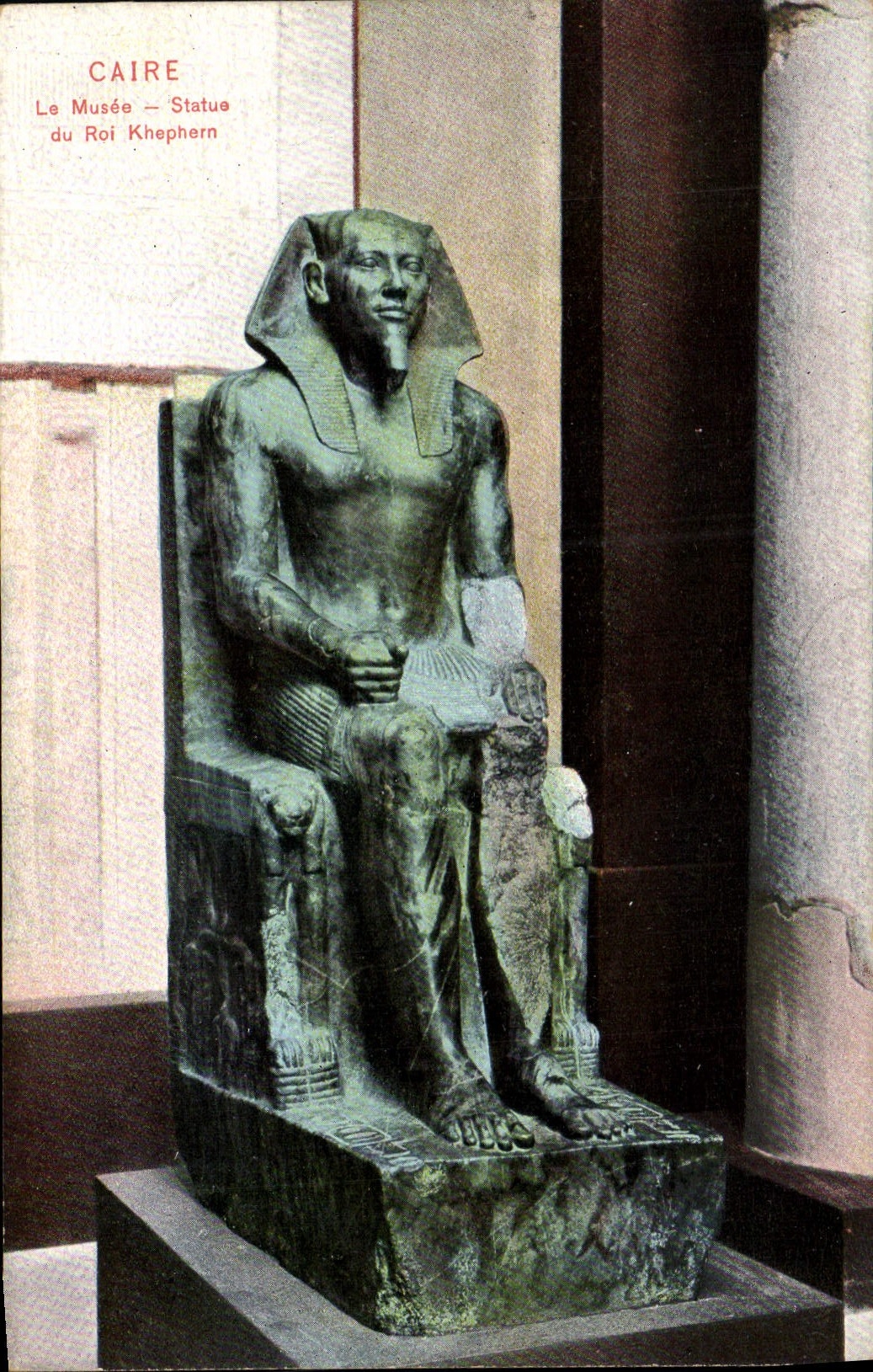 CPA Egypt Egypte Caire Le Musee Statue du Roi Khephern 