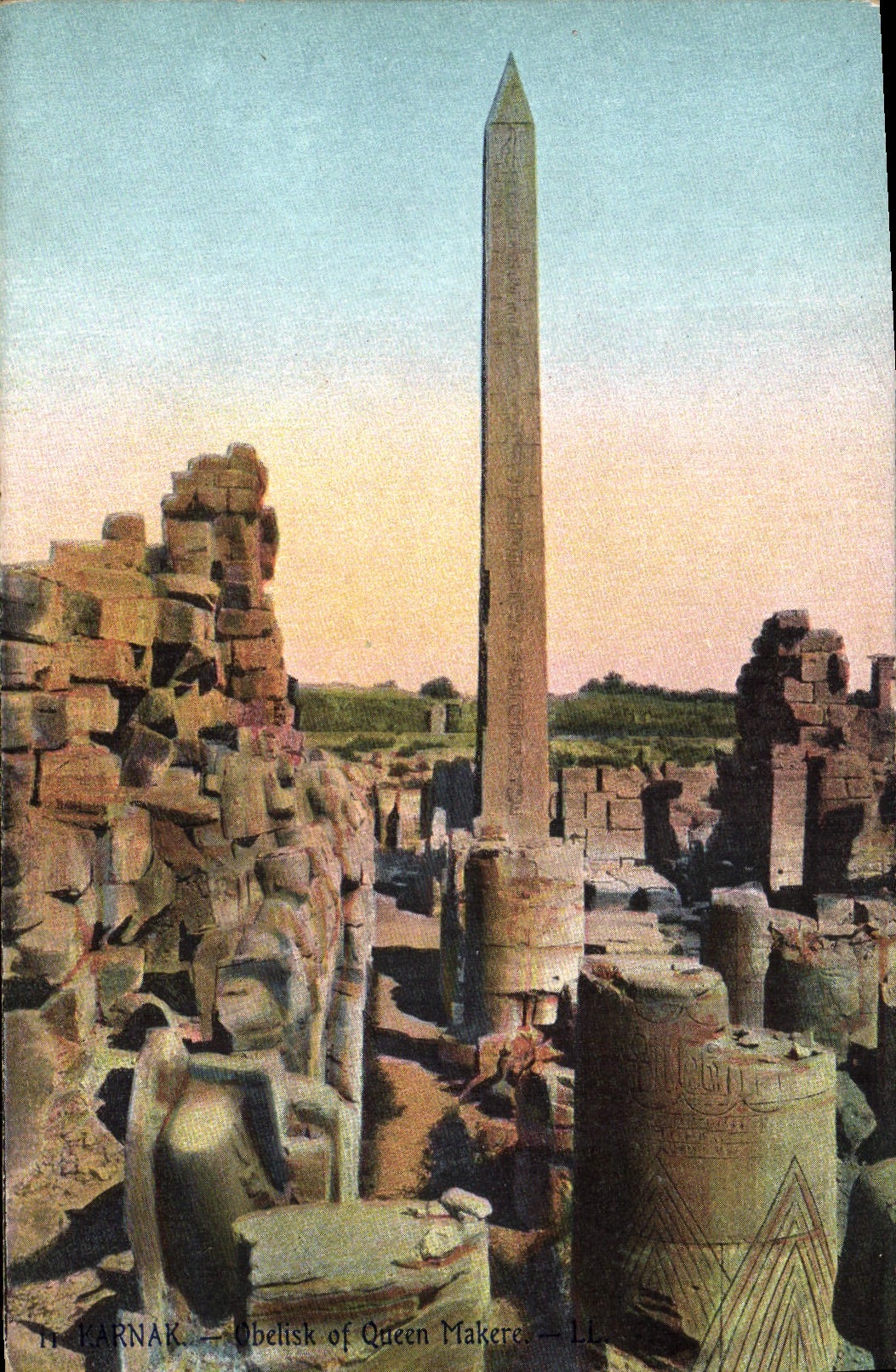 CPA Egypt Egypte Karnak Obelisque de la Reine Makare