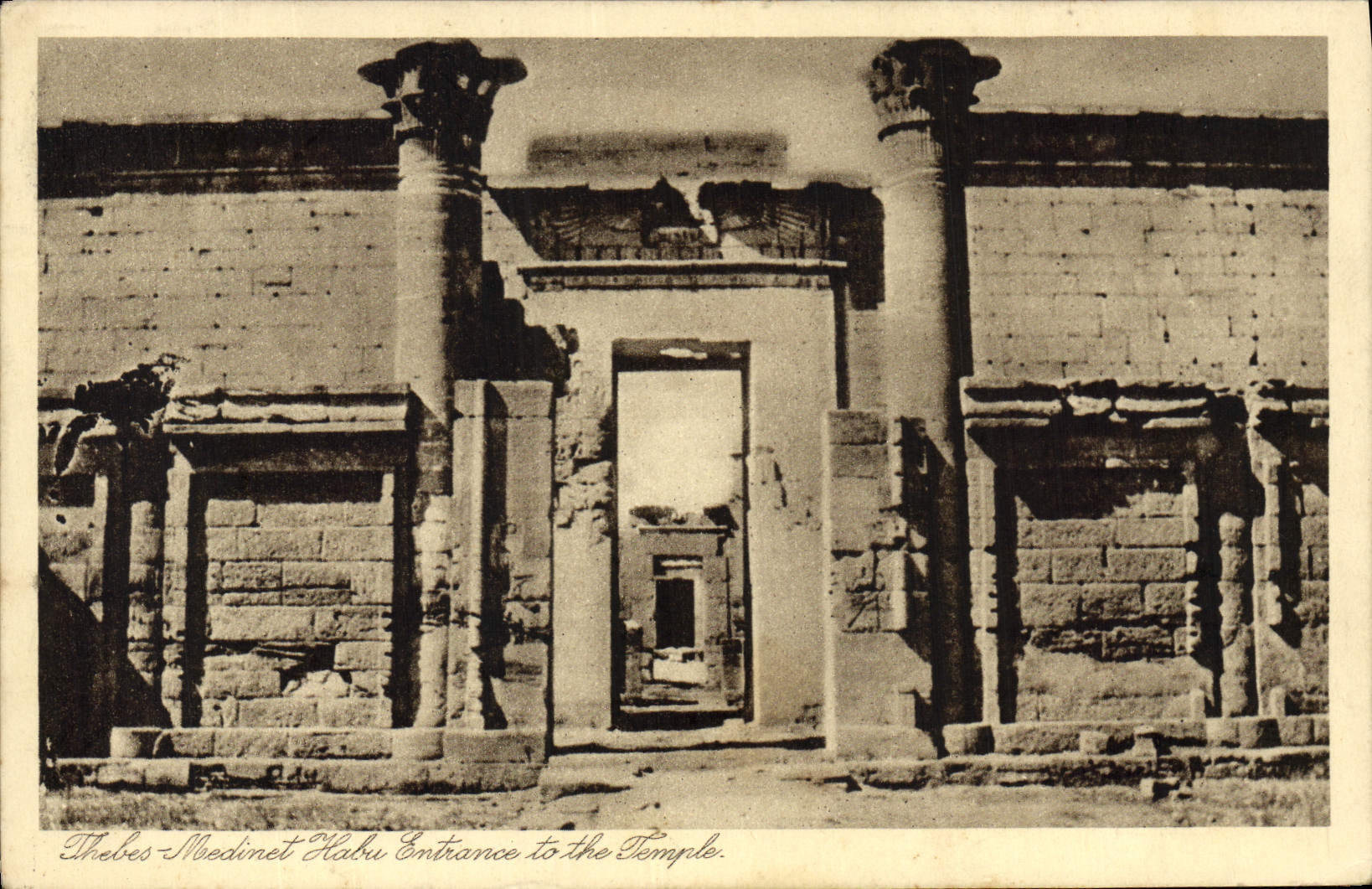 CPA Egypt Egypte Thebes Habu Entrance to the Temple