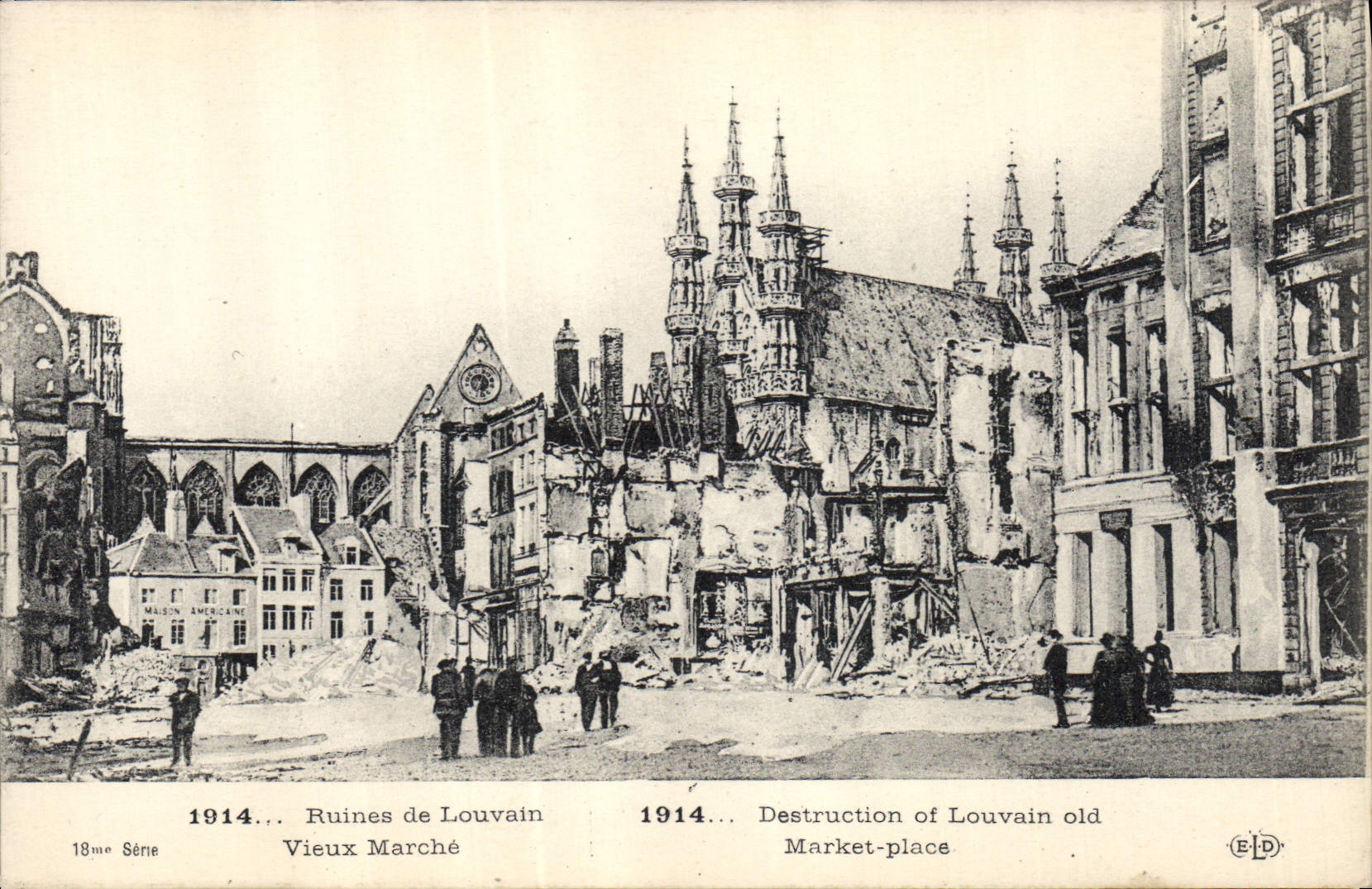 CPA Militaria 1914 Ruines de Louvain Vieux Marche