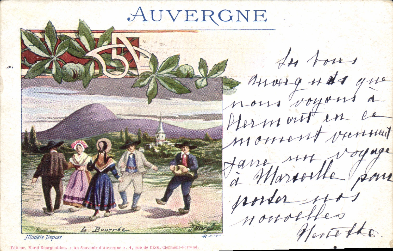 CPA Folklore Auvergne la Bourree