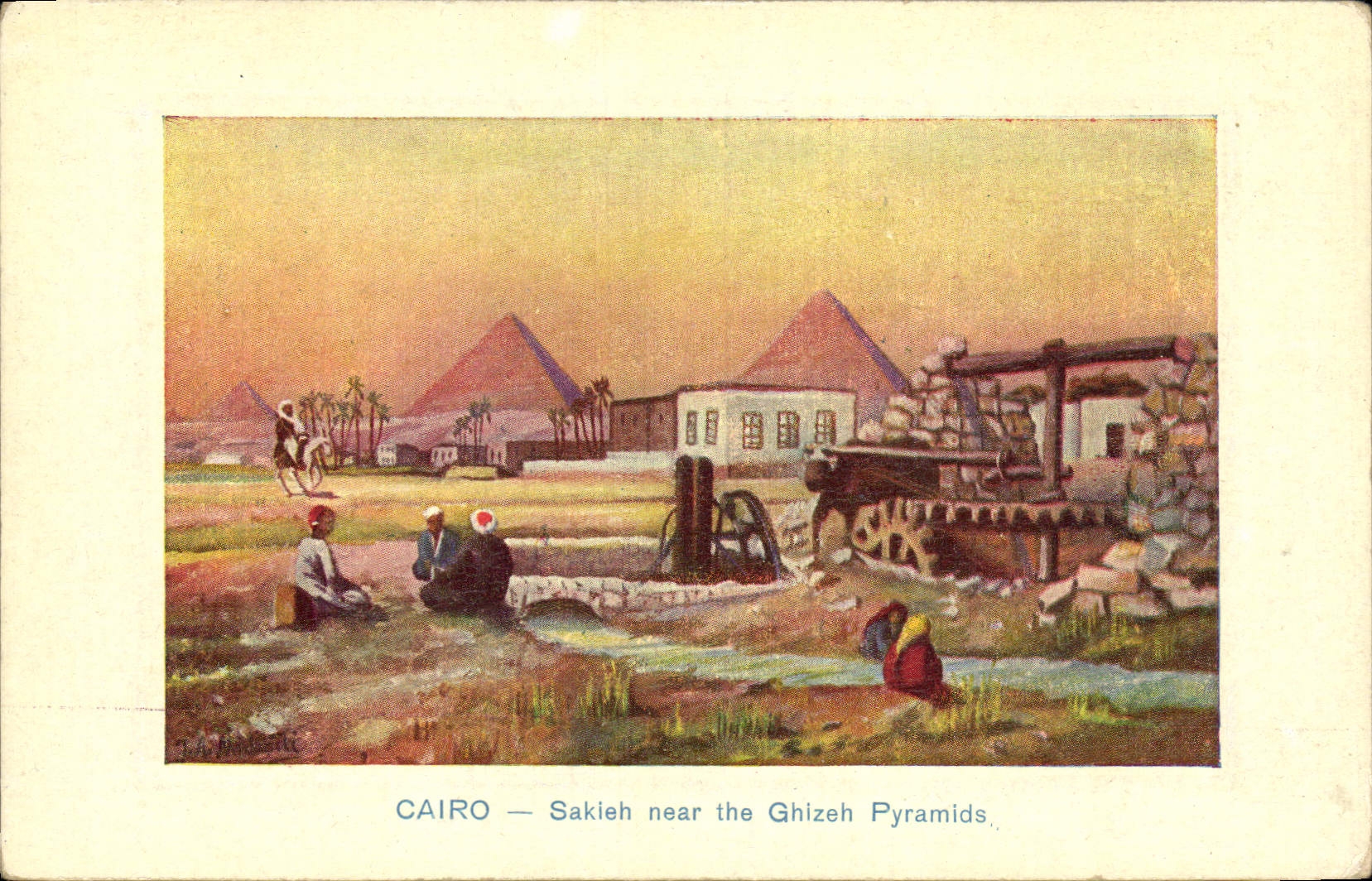 CPA Egypt Egypte Le Caire Sakieh aux environ des Pyramides de Ghizeh 