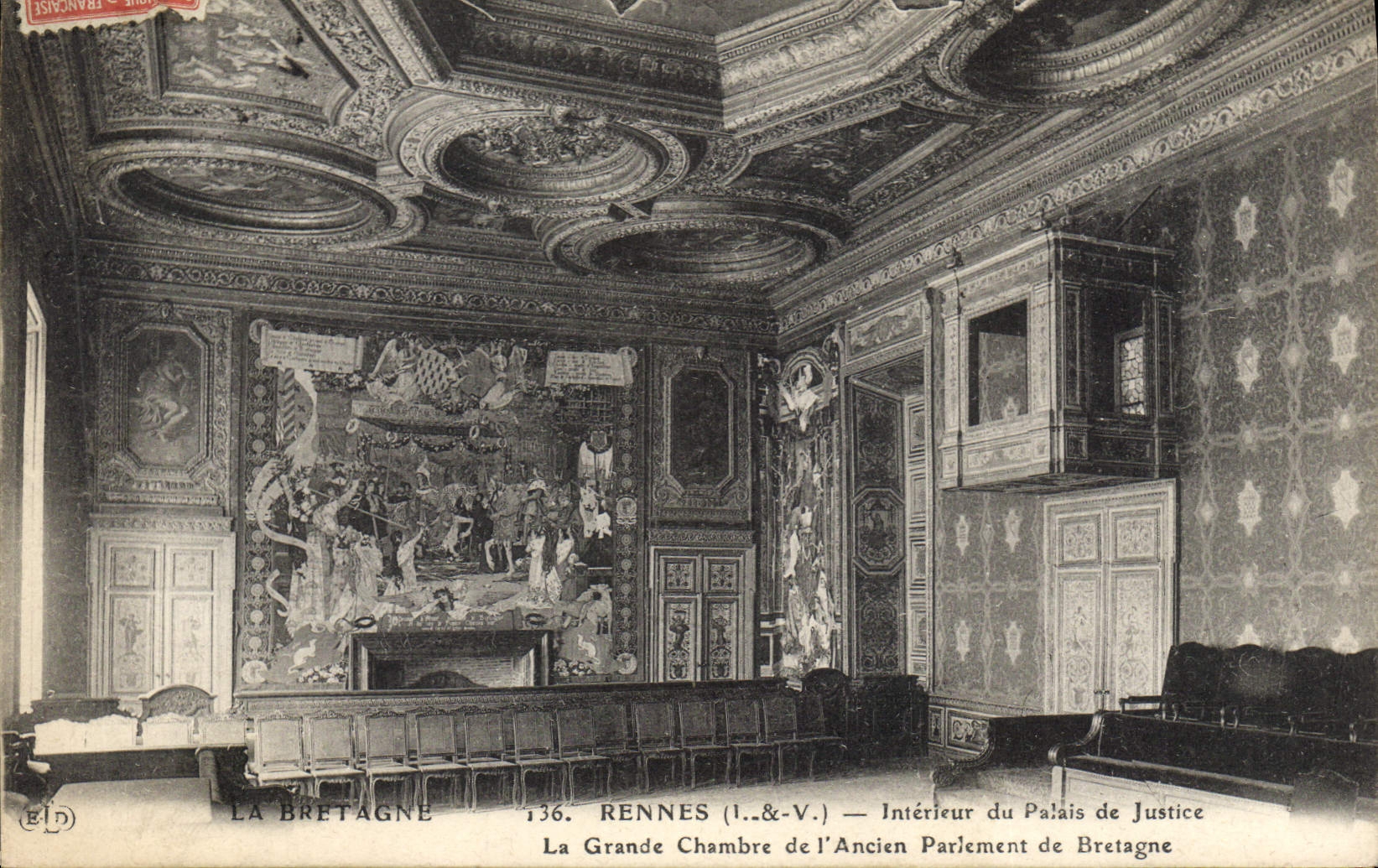 CPA la Bretagne Rennes interieur du Palais de Justice la grande chambre de l'ancien parlement de bre
