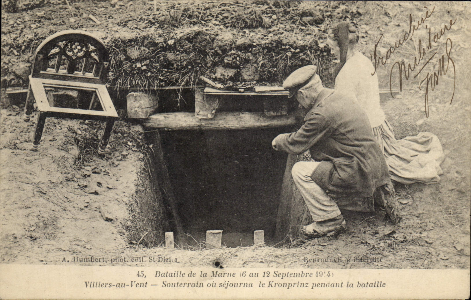 CPA Militaria Bataille de la Marne 6 au 12 sep 1914 villiers au vent souterrain ou sejourna le kronp