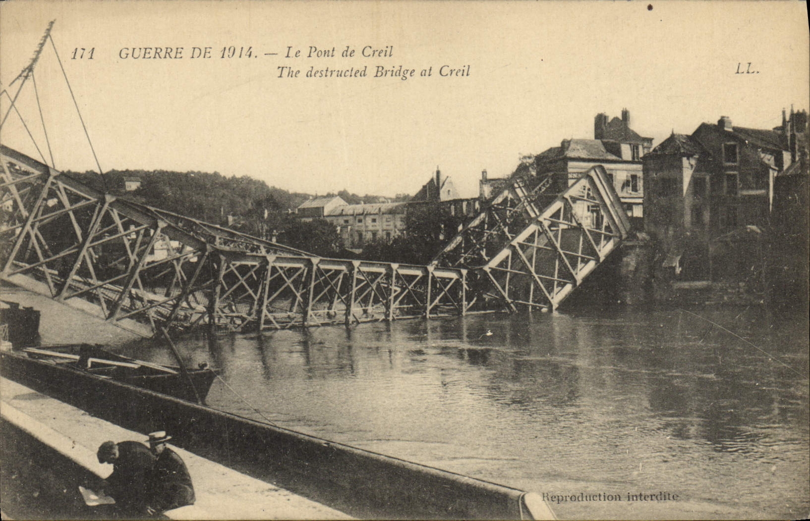CPA Militaria Guerre de 1914 Le pont de Creil 