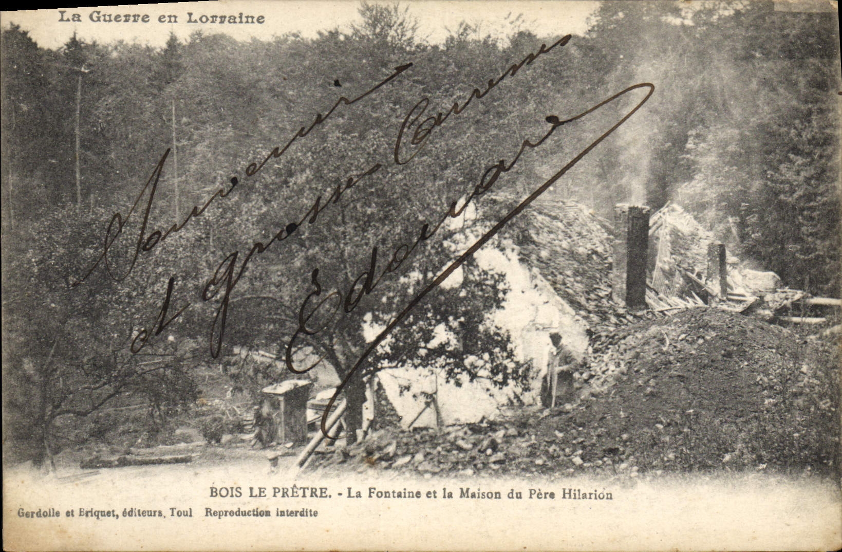 CPA Militaria La guerre en Lorreaine Bois le pretre la Fontaine et la Maison du pere hilarion