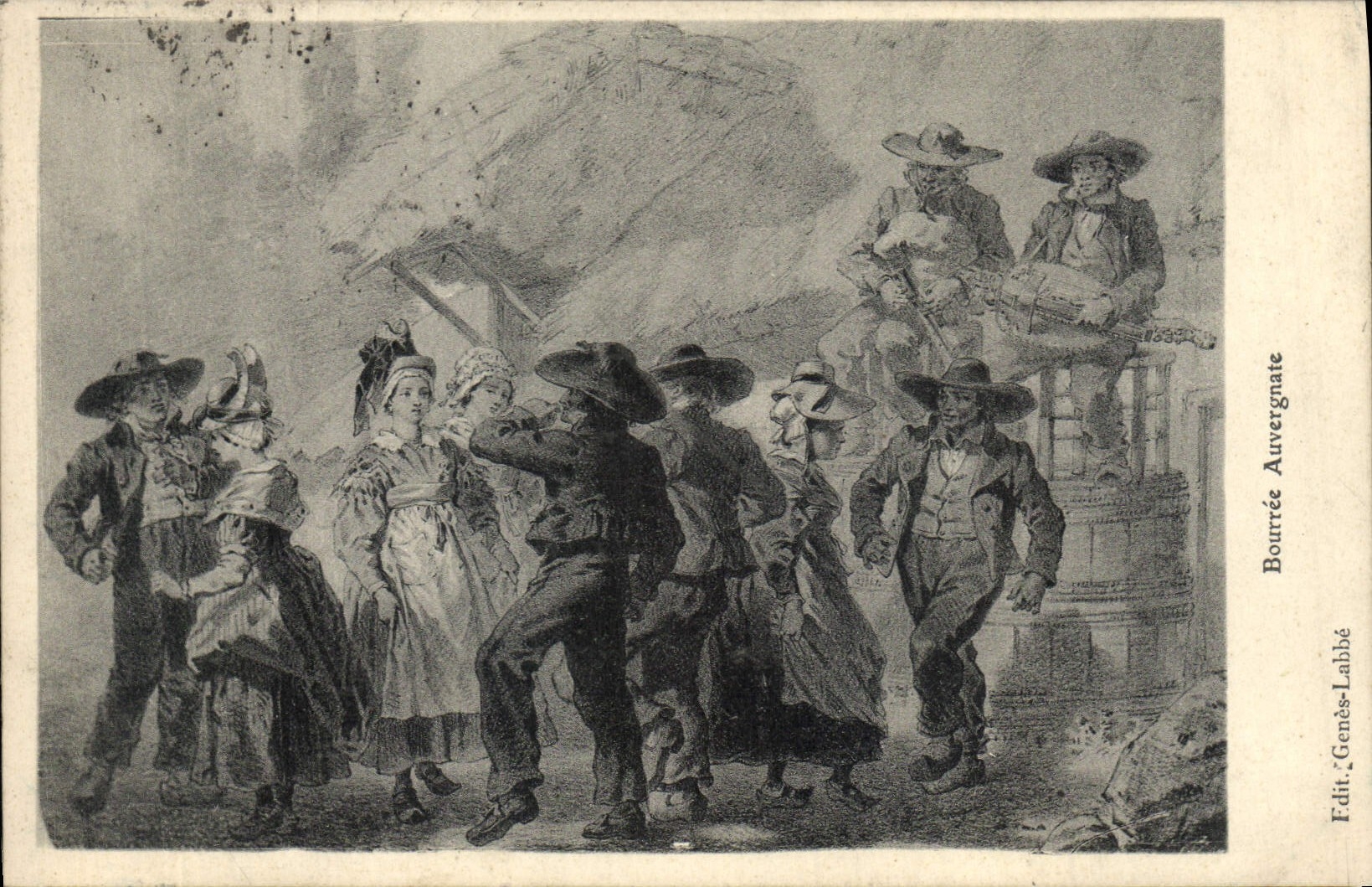 CPA Folklore Bourree Auvergnate 