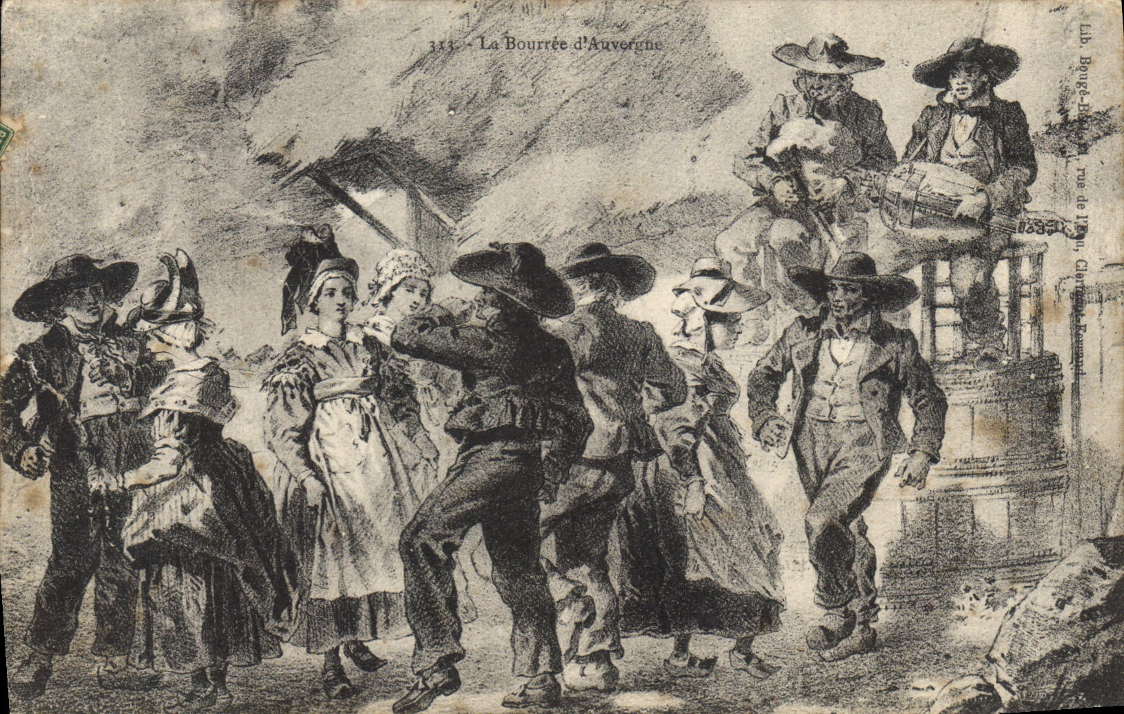 CPA Folklore La Bourree d'Auvergne 