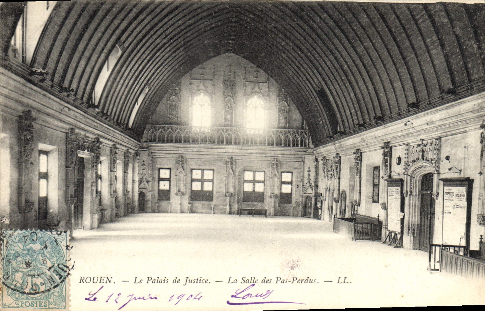 CPA Rouen le Palais de Justice la salle des pas perdus 