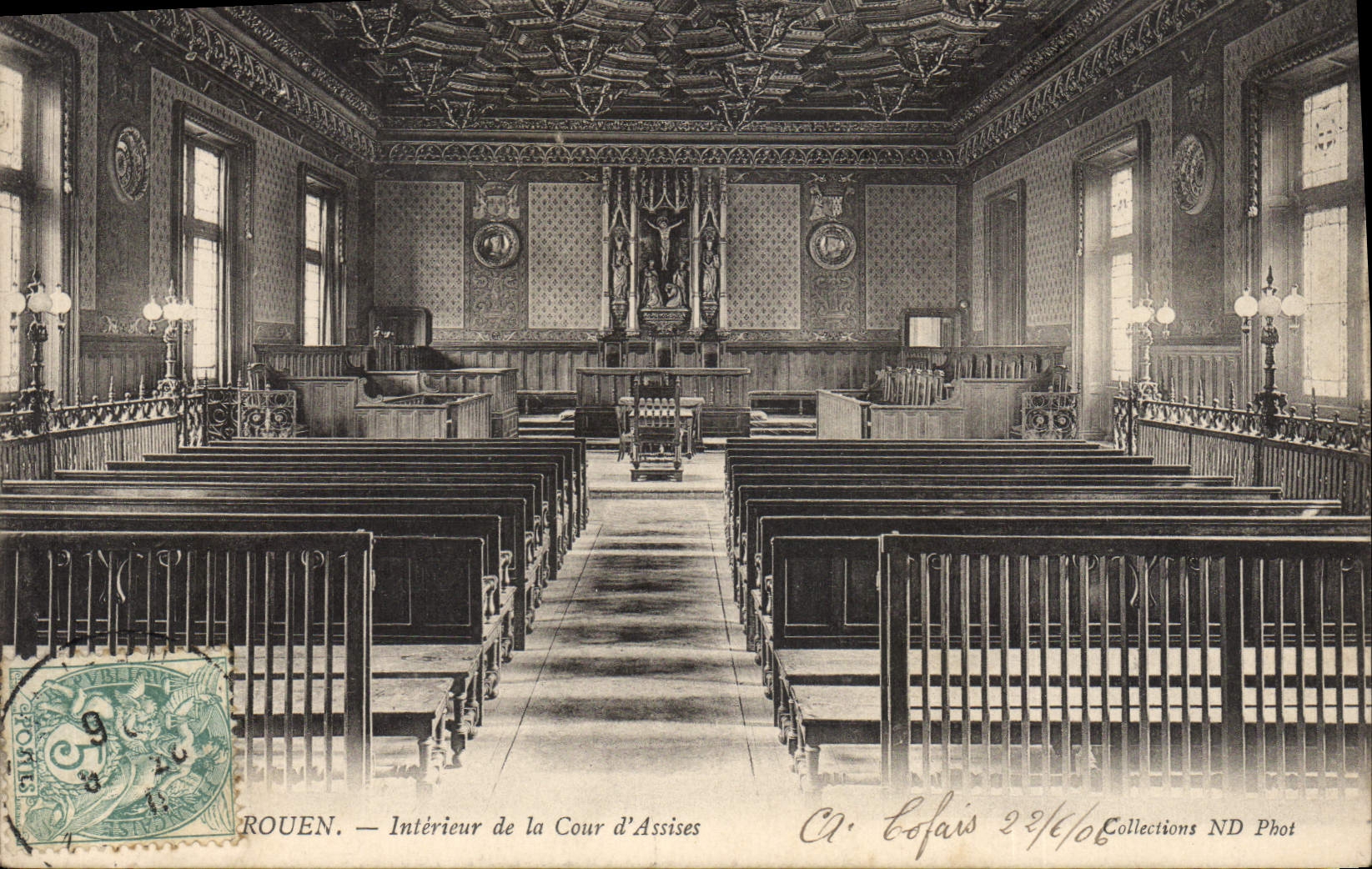 CPA Rouen interieur de la cour d'Assises