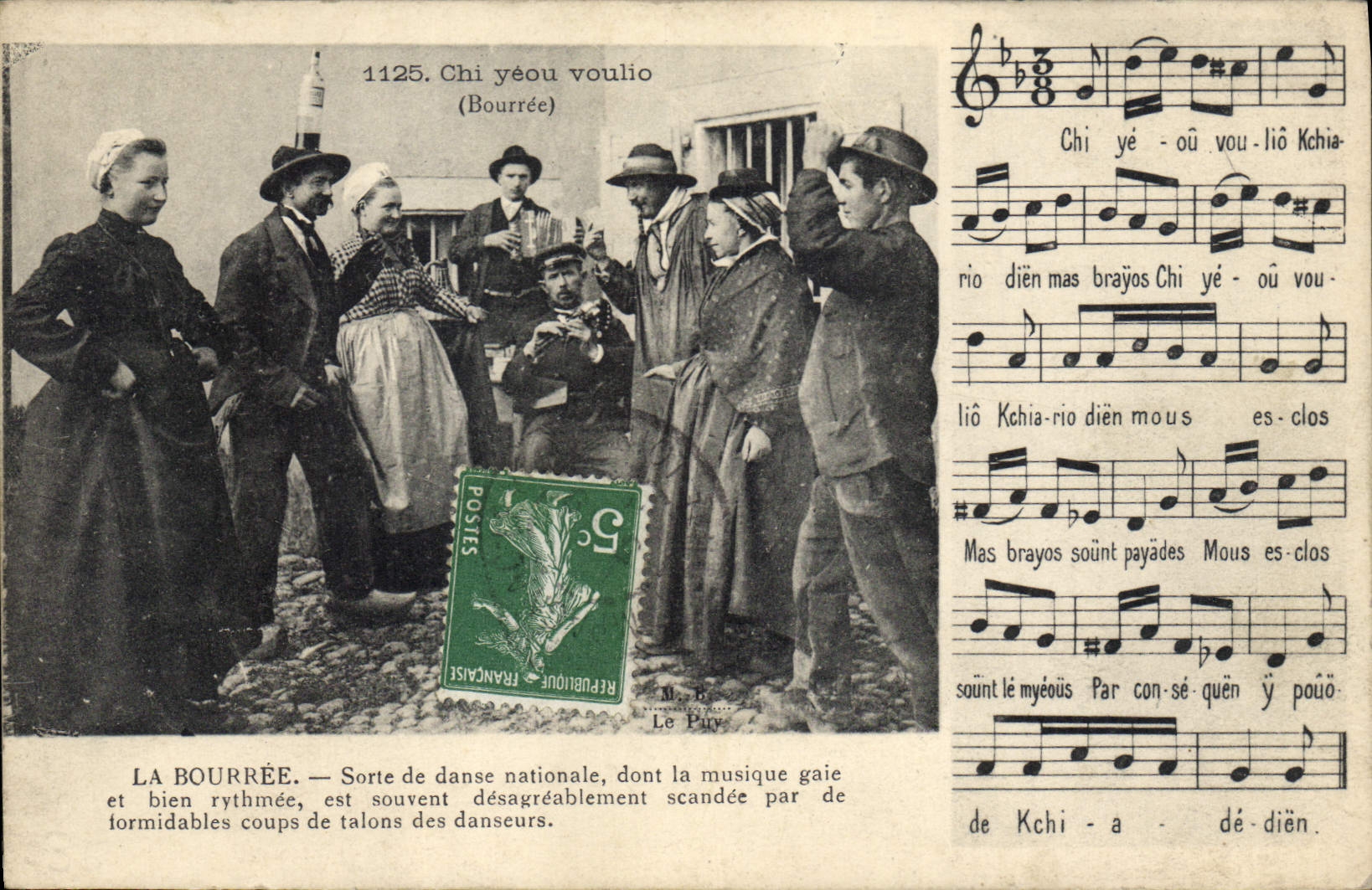 CPA Folklore Chi yeou voulio la Bourree sorte de danse nationaldans la music gaie