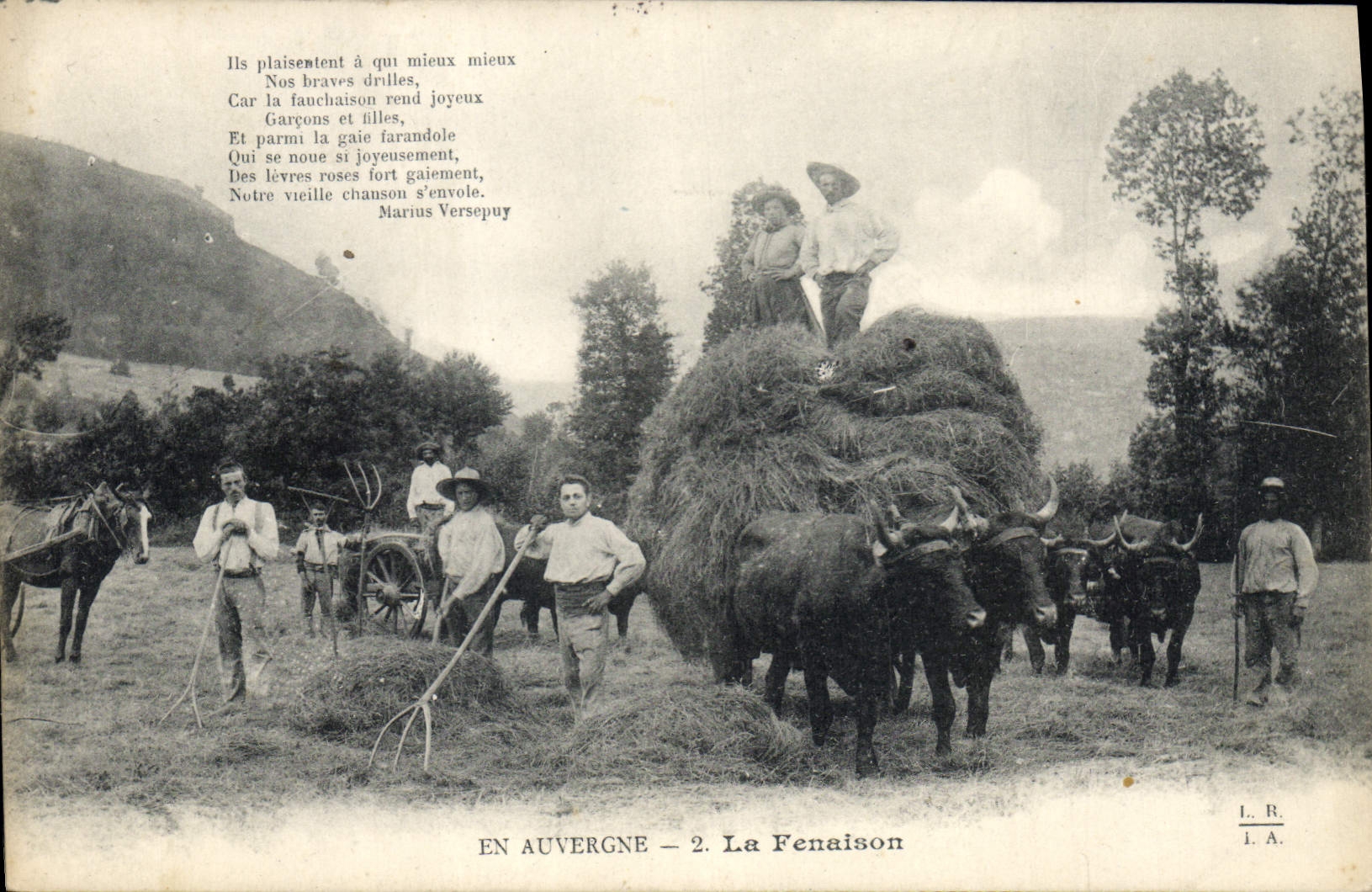 CPA Folklore En Auvergne La fenaison 
