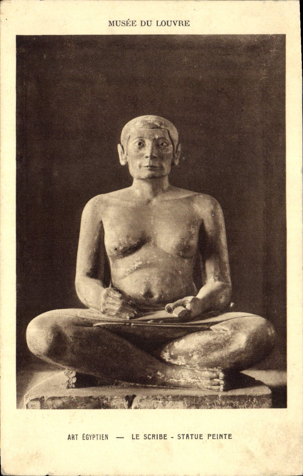 CPA Egypt Egypte Art Egyptien Le Scribe Statue Peinte Musee du Louvre 