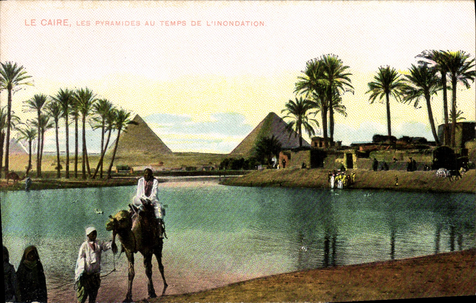 CPA Egypt Egypte Le Caire Les Pyramides au Temps de l'Inondation