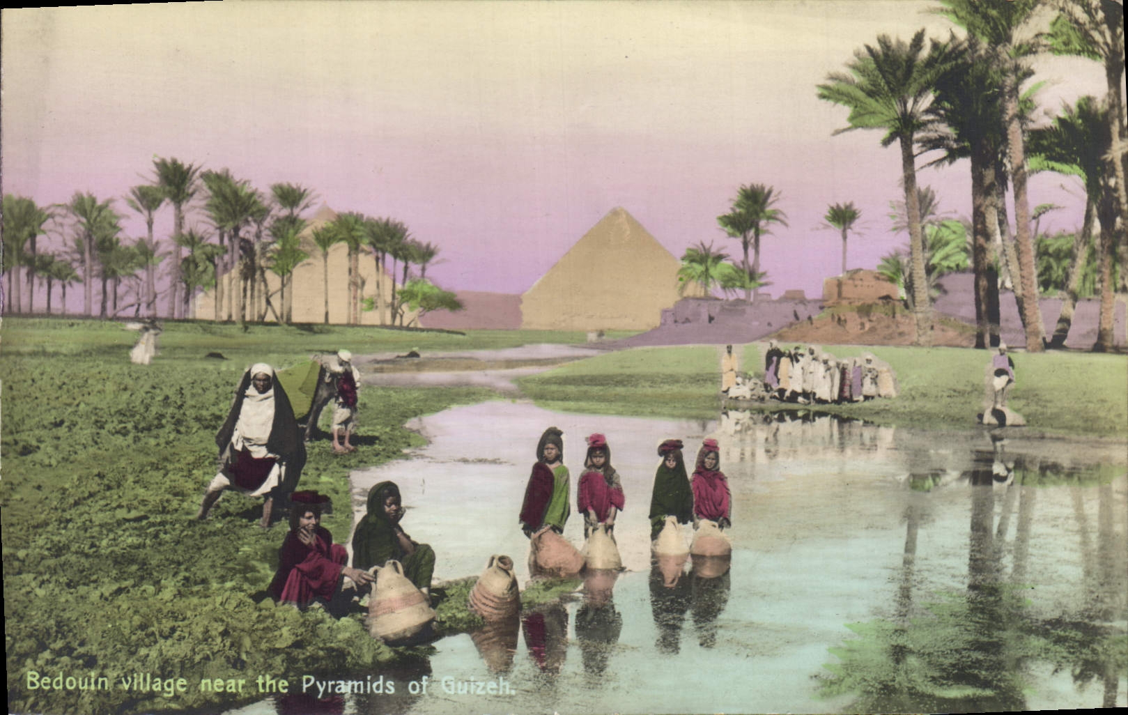 CPA Egypt Egypte Village bedouin pres des Pyramides de Guizeh