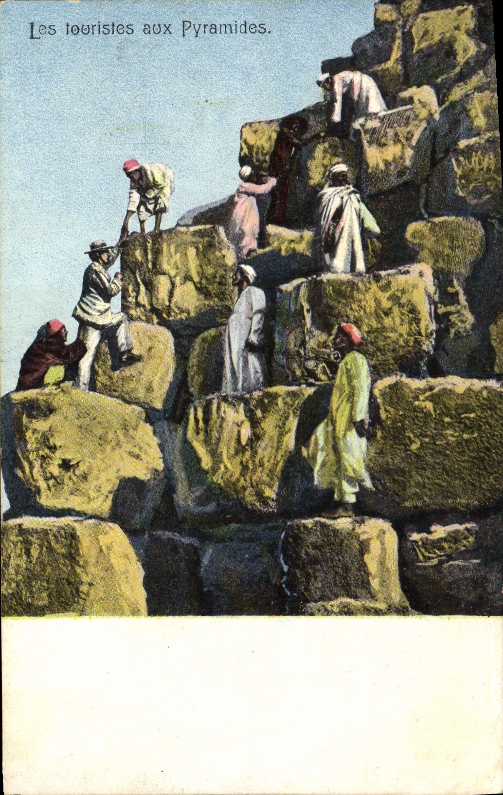 CPA Egypt Egypte Les touristes aux Pyramides 