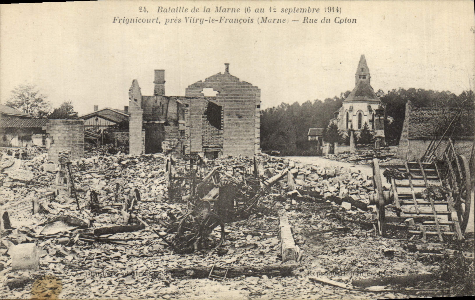 CPA Militaria Bataille de la Marne 6 au 14 Septembre 1914 Marne Rue du Coton