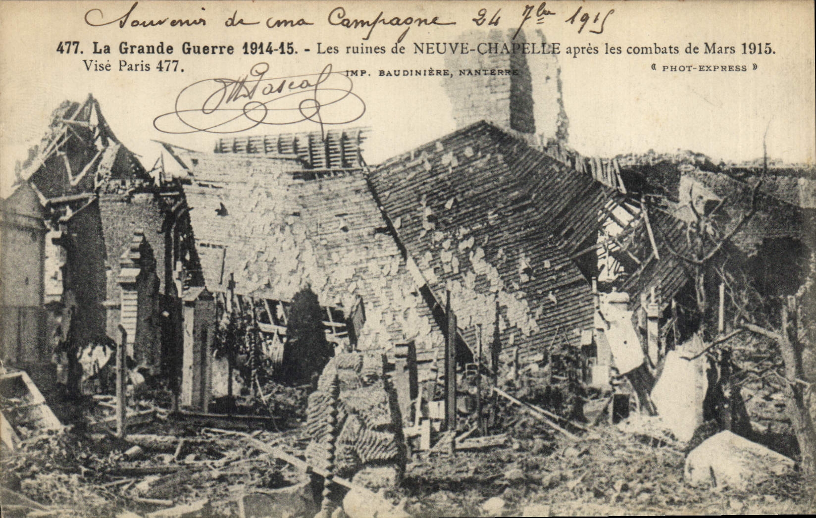 CPA Militaria La Grande Guerre 1914 15 Les ruines de Neuve Chapelle apres les combats de Mars 1915