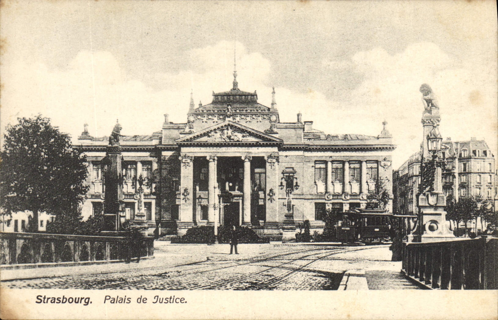 CPA Strasbourg Palais de Justice Tramway