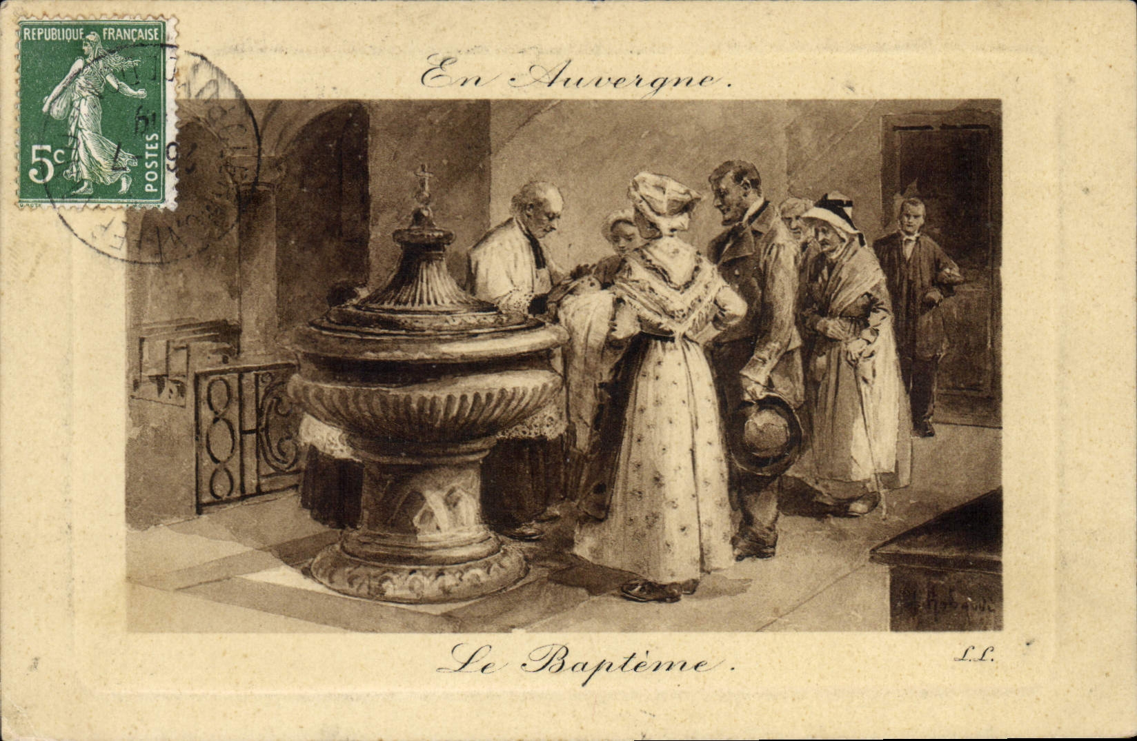 CPA Folklore En Auvergne le Bapteme 