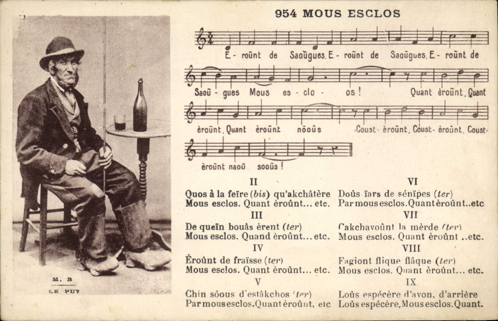 CPA Folklore Mous esclos 