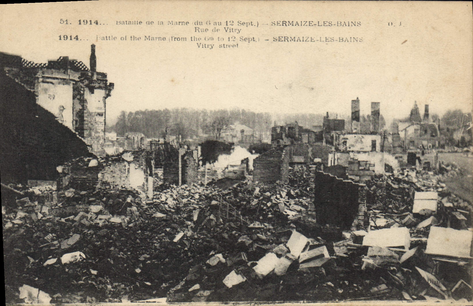 CPA Militaria Bataille de la Marne du 6 au 12 Sept Sermaize les Bains Rue de Vitry