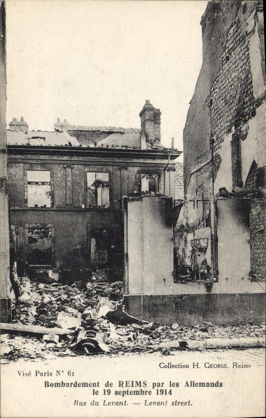CPA Militaria Bombardement de Reims par les Allemands le 19 septembre 1914 Rue du Levant 