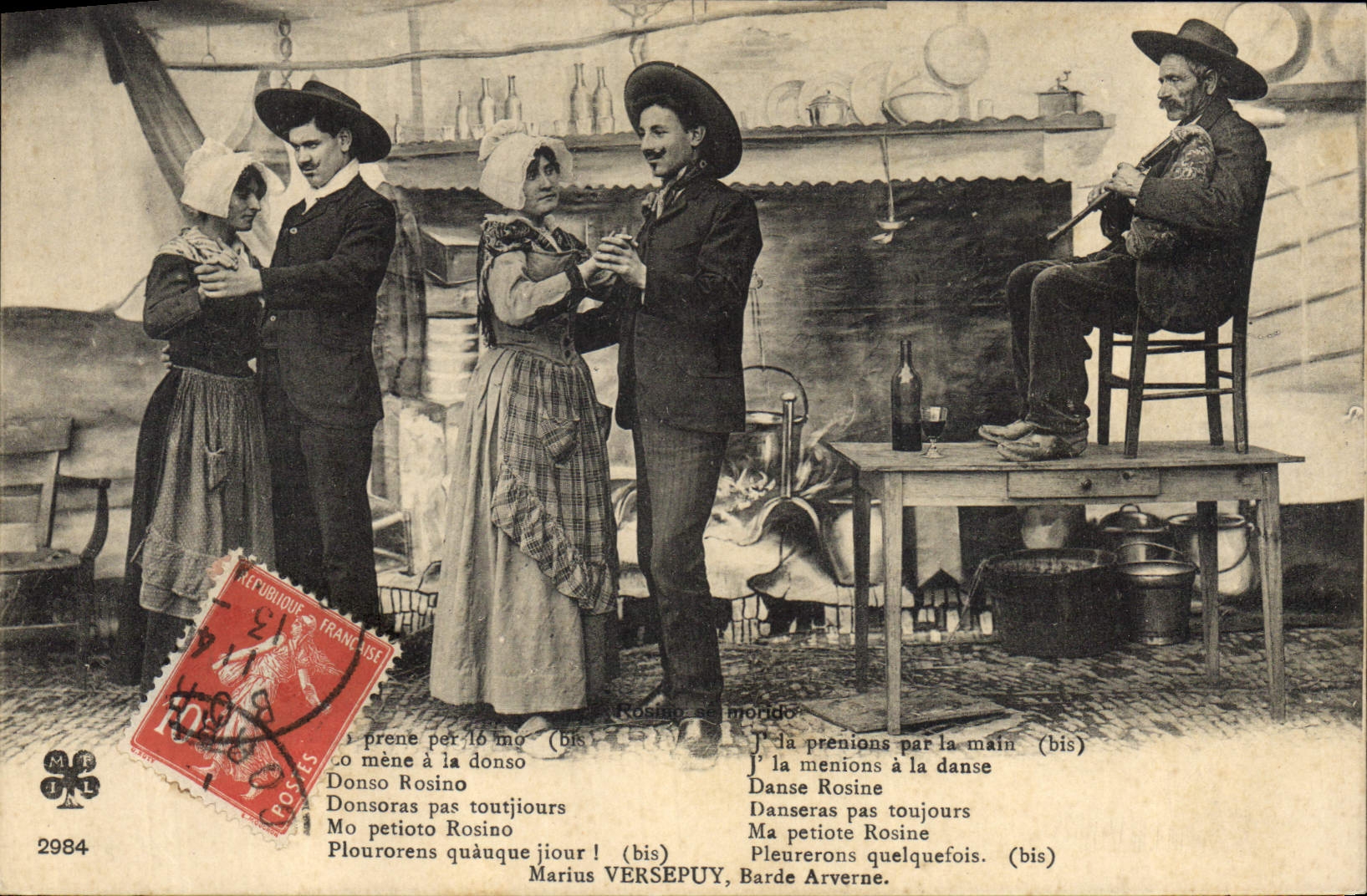 CPA Folklore Auvergne Marius Versepuy Barde Arverne 