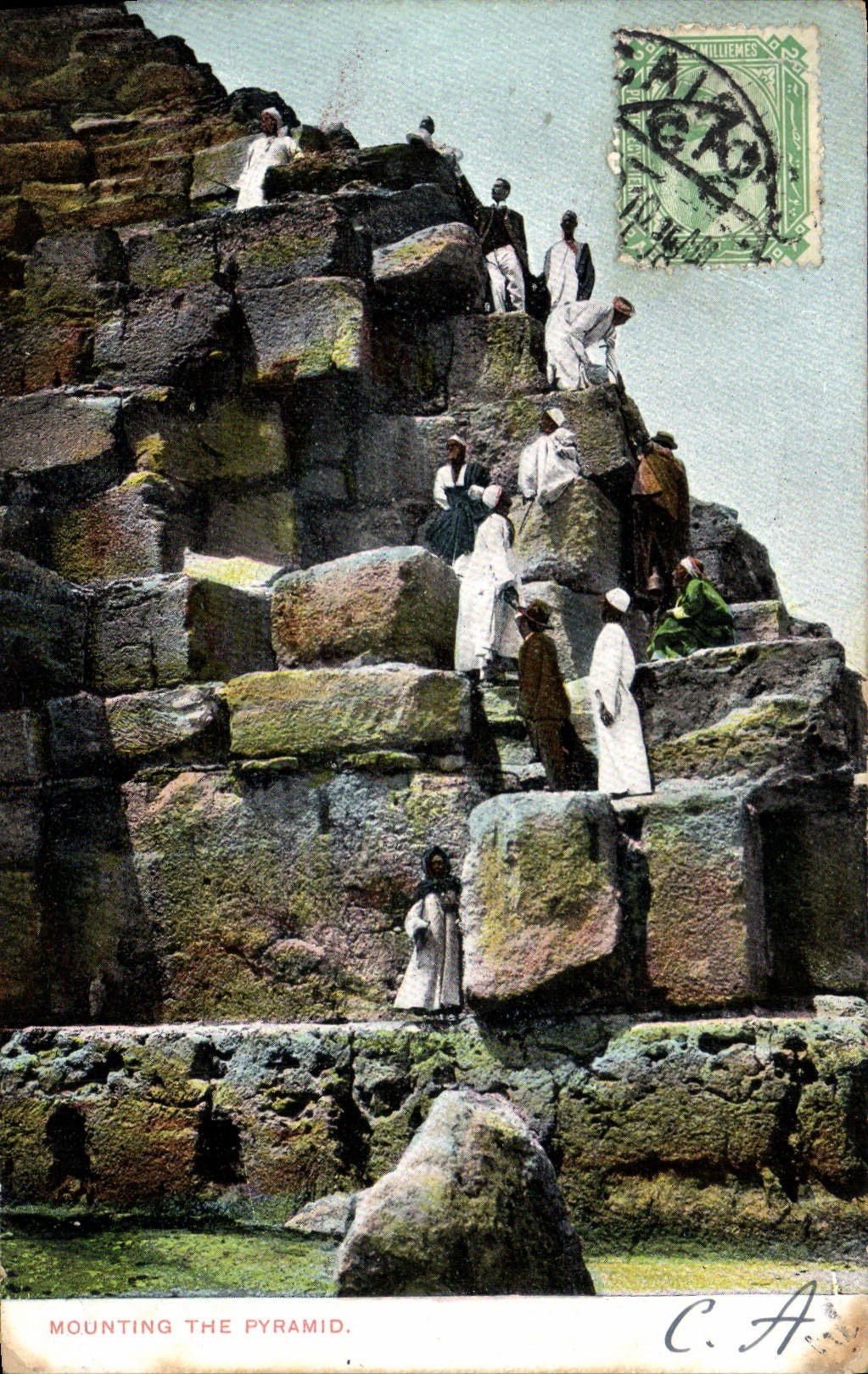 CPA Egypte Egypt Mounting the pyramid