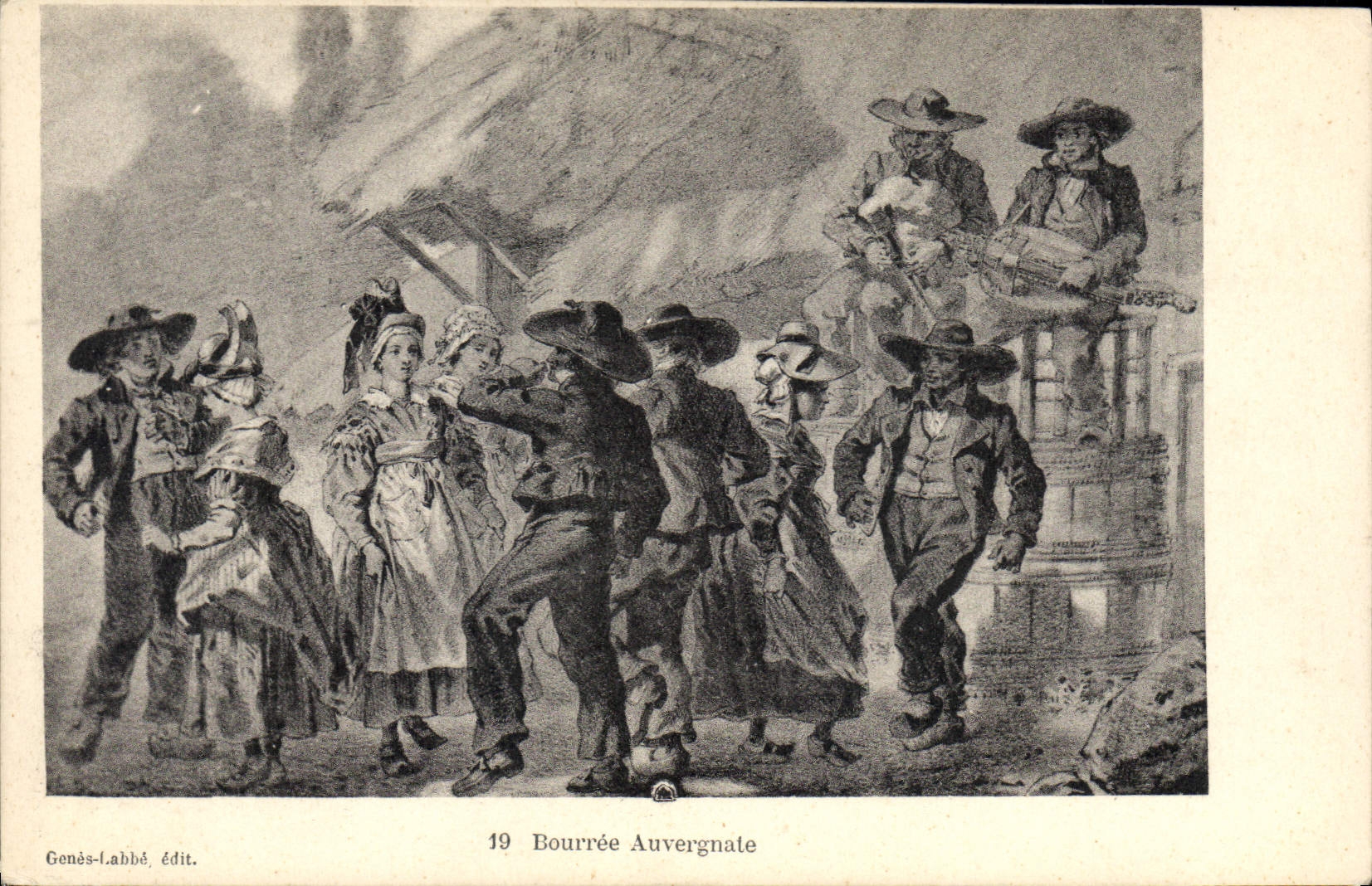CPA Folklore Bourrée Auvergnate