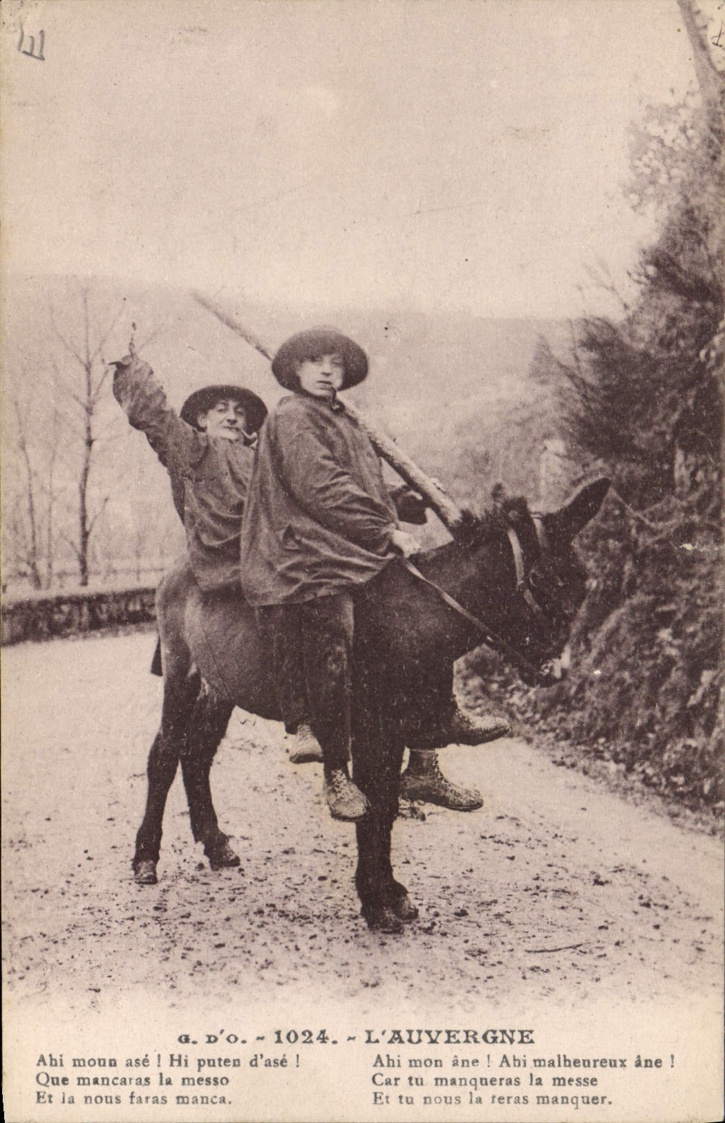 CPA Folklore 1024.-L'AUVERGNE Ane Mule