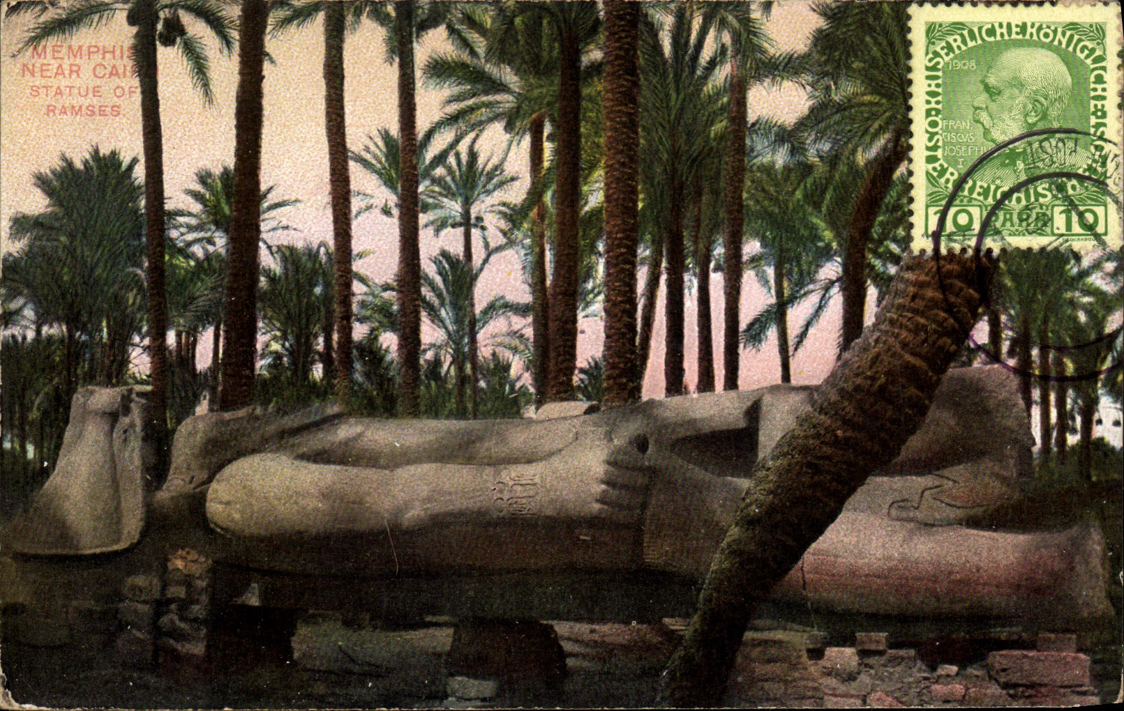 CPA Egypte Egypt Memphis Near Cairo Statue of Ramses