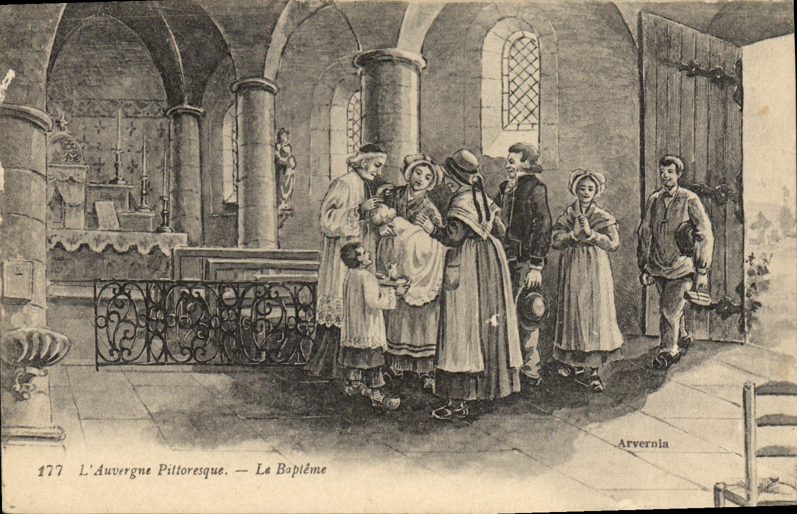 CPA Folklore L'Auvergne Pittoresque. - Le Baptême