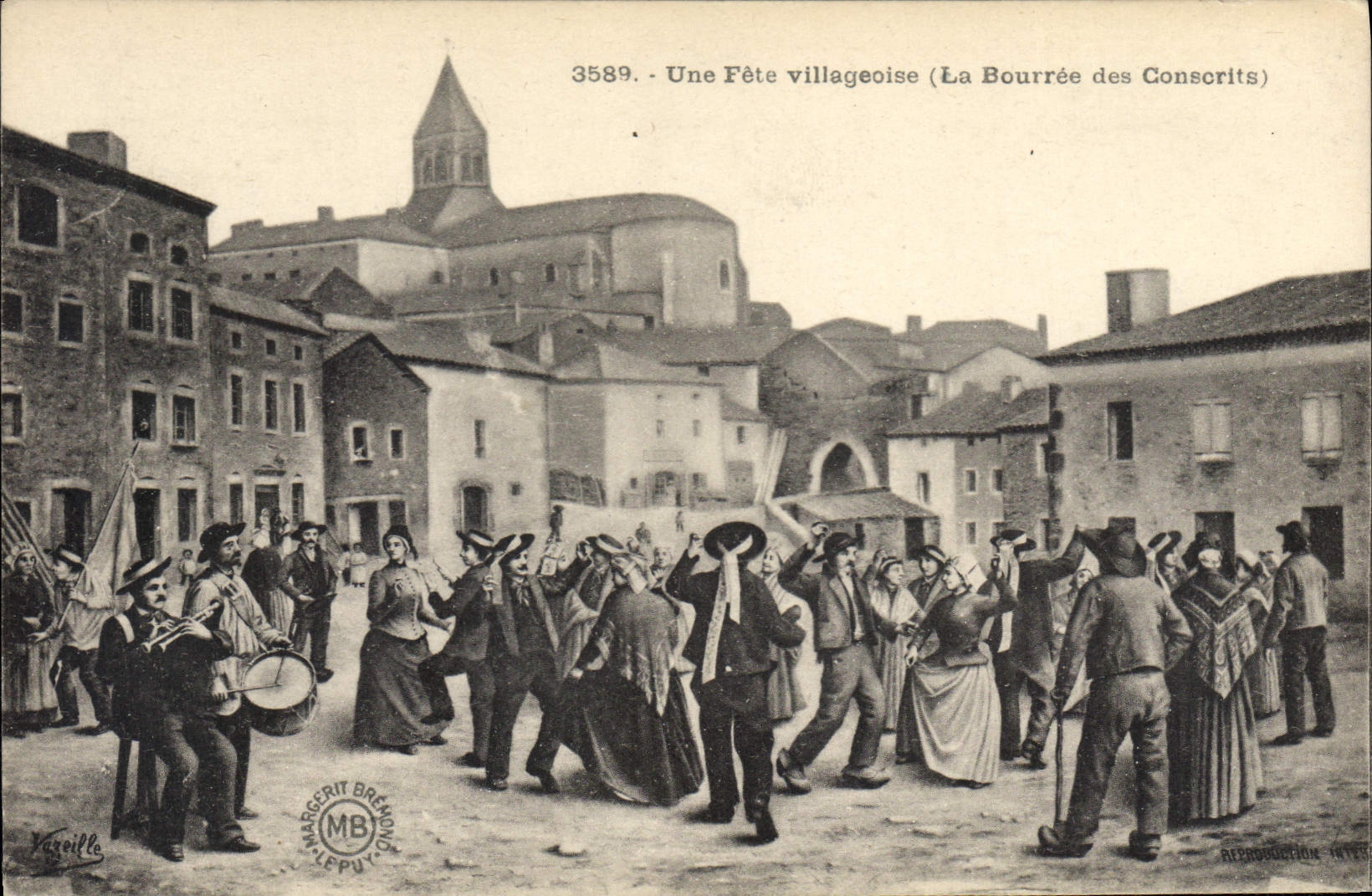 CPA Folklore Une Fête villageoise ( La Bourrée des conscrits)
