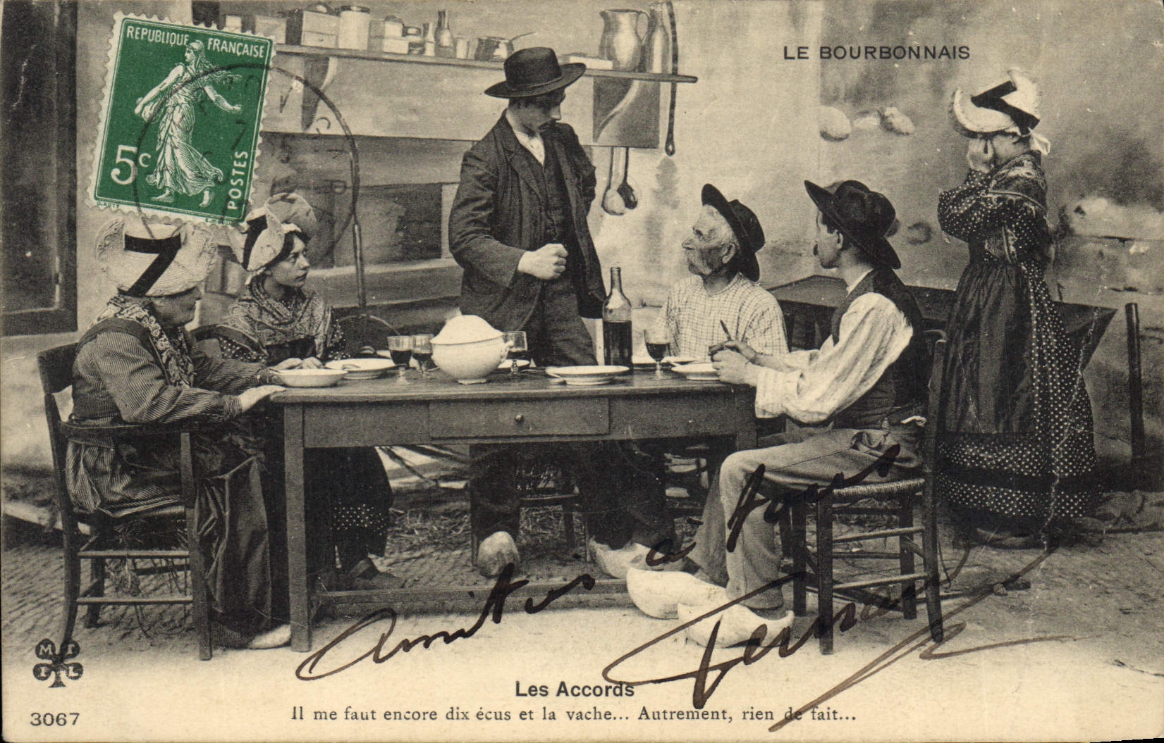 CPA Folklore LE BOURBONNAIS. - Les Accords. ILme faut encore dix écus et la vache...Autrement  rien 