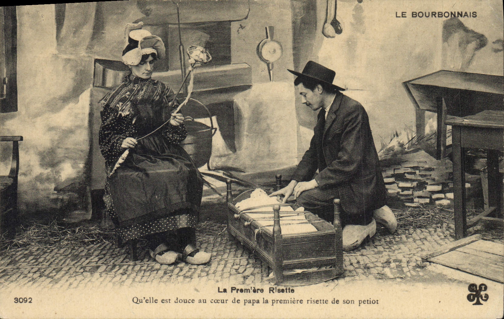 CPA Folklore LE BOURBONNAIS. - La première Risette.Qu'elle est douce au coeur de papa la première ri