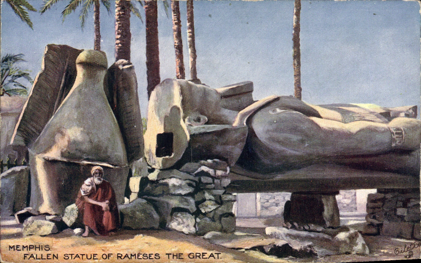 CPA Egypte Egypt Memphis Fallen Statue of Rameses the great