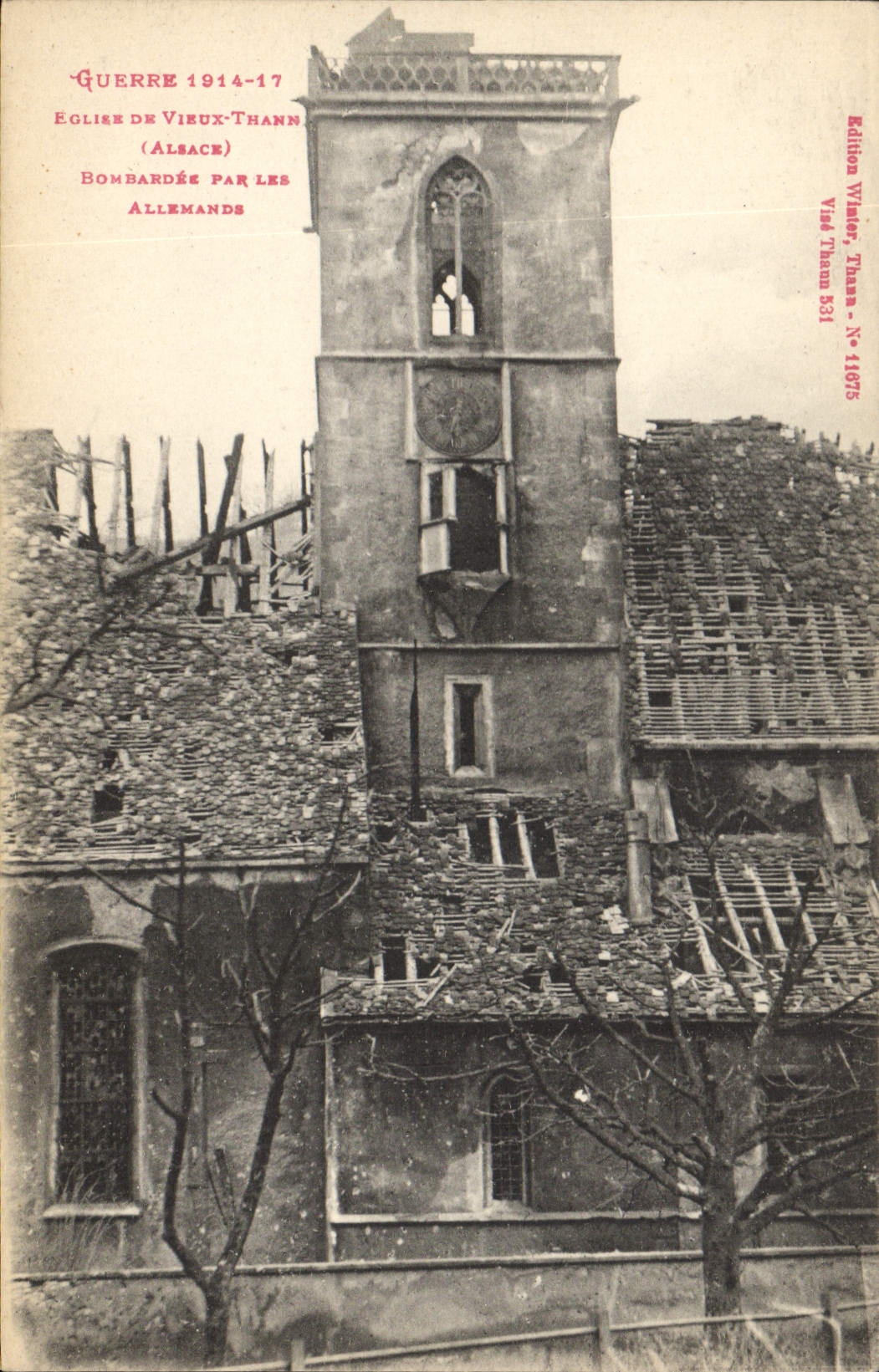 CPA Militaria GUERRE 1914-17 EGLISE DE VIROX-THANN ALSACE BOMBARDEE PAR LES ALLEMANDS